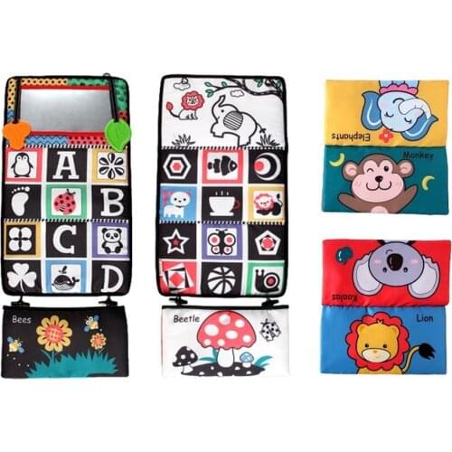 Baby Early Learning Tummy Time Toys Cloth Puzzle Book Fun Interactive Toys With Floor Mirror & Teethers Children Gift