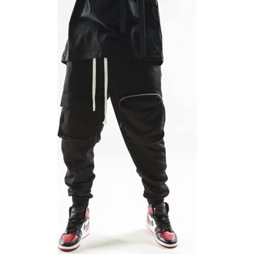 High Street Zipper Multi Pockets Harem Joggers Cargo Pants Sweatpants Streetwear Mens Harajuku Casual Trousers Male Pants