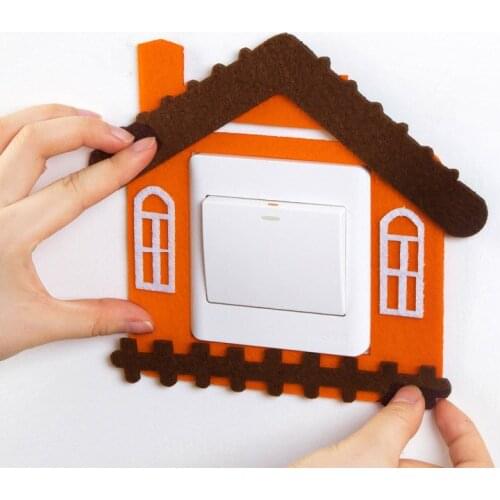 Felt light Switch Sticker home decor living room bedroom Switch Outlet anime cartoon wall stickers 3D decoration accessories 6pc