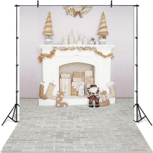White Fireplace Christmas Photography Background Santa Christmas Tree Children Baby Photo Backdrops for Photo Studio
