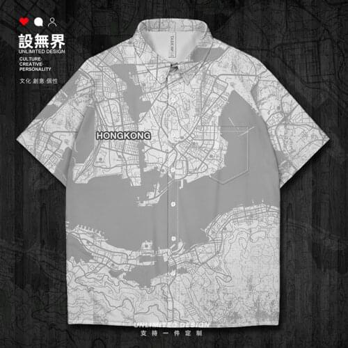 Chinese China Hong Kong City Map Short-Sleeved shirt Workout Printed Tops Short Sleeve fashion clothing mens Summer Clothes