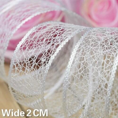 2CM Wide Pure White Satin Hollow Embroidered Lace Collar Trim Ribbon Handmade Wedding Headwear Garment Decoration DIY Material