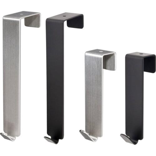 Stainless Steel Door Hook Black Sliver Modern Bathroom Robe Hooks Coat Towel Hanging for Cabinet Kitchen Hardware 4 Pcs /Lot