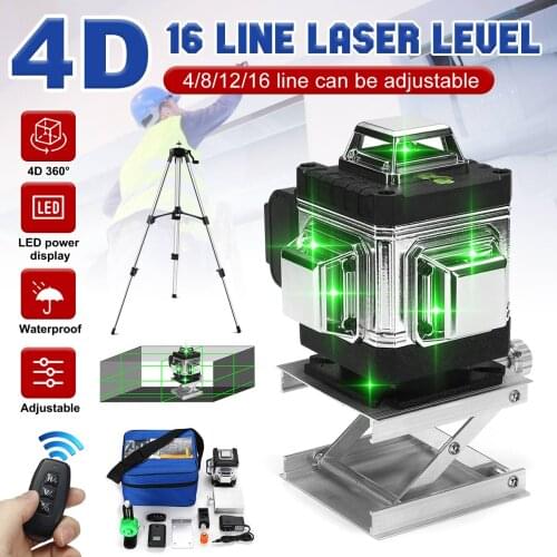 Laser Level Tripod Green 3D 4D 12/16Lines Self-Leveling Vertical Horizontal Powerful 360 Bracket Green 3D Nivel Laser Receiver