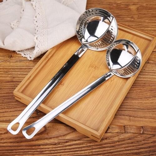 Stainless Steel Spoon Hot Pot Soup Spoon Cooking Spoon Strainer Double-Use Colander Set Kitchen Accessories