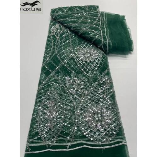 Madison African French Handmade Beaded Lace Fabric 2021 High Quality Bridal Nigerian Wedding Dress Lace For Woman Sewing