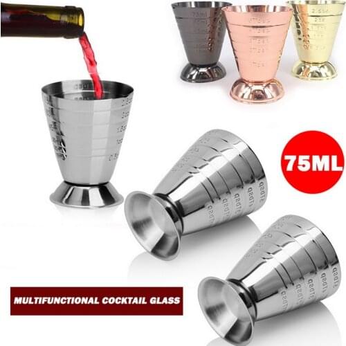 75ml Stainless Steel Measuring Shot Cup Ounce Jigger Bar Cocktail Drink Mixer Liquor Measuring Cup Mojito Measure Coffee Mug