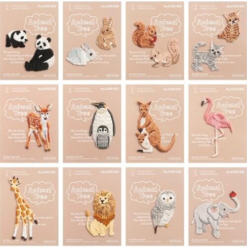 Cute Panda Flamingo Patches For Clothing Iron On Embroidered Jacket Appliques Cartoon Animal Patches Stickers DIY Handmade