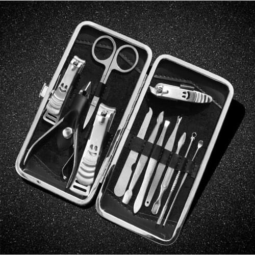 100sets/lot Luxury Gold Printed box 12pcs Manicure Set Nail Clipper Nail Care kits Clippers Utility Manicure Tools