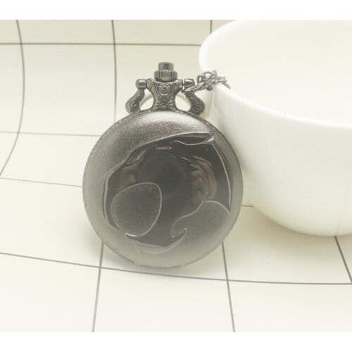 New Arrival Black Wolf Mouth Quartz Pocket Watch Pendant Necklace Colorful Dial Fob Watch Mens Womens Xmas Gift Watches