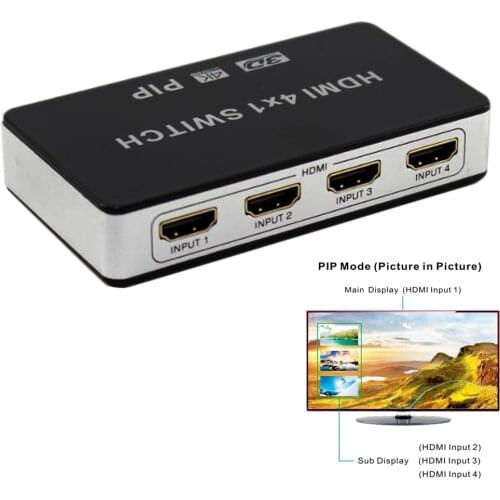 4K HDMI Switch with PIP function 4 in 1 out HDMI Switcher with Picture in Picture HDMI 1.4V 3D 1080P