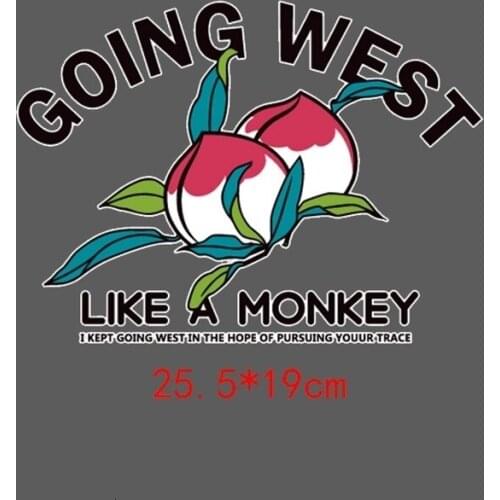 Peach Like A Monkey V Heat Transfers Clothing Decoration DIY Accessories Washable Iron On Transfer New Fashion Design Patches