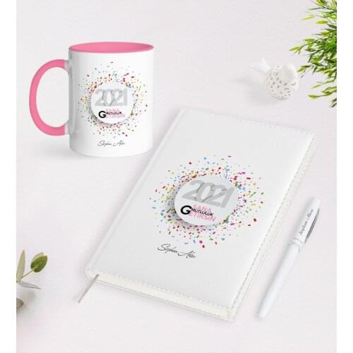 Personalized 2021 I Bring Happiness 2021 Organizer Pen and Pink Mug Seti-1