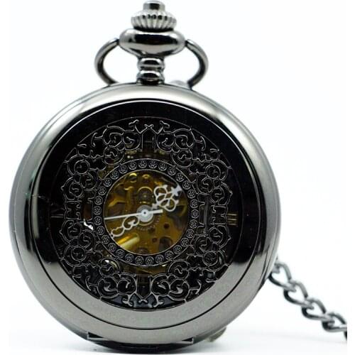 Hollow Semi Automatic Mechanical Pocket Watch Gift Sets for Men Women Necklace Pendant Clock Birthday Presents