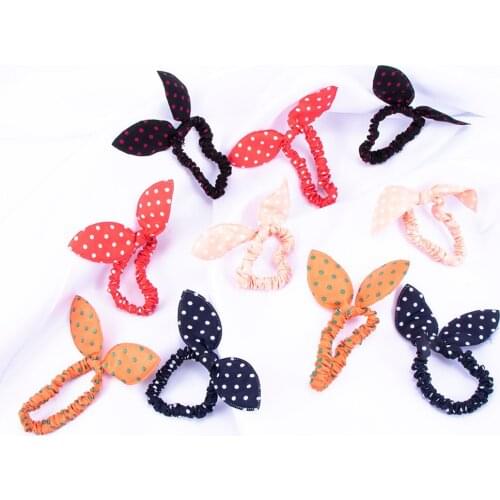 10 Pcs/lot Rabbit Ears Hair Band Children Kids Hair Accessories Elastic Hair Band For Women Girl Rubber Band Polka Dot Hair Rope