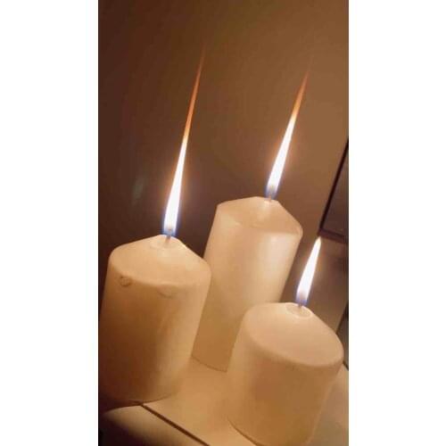 White Cylindrical Candle Romantic Gift, 3 Pcs Powder Fragrant, 6 cm Diameter Lengths 6-9-12 cm