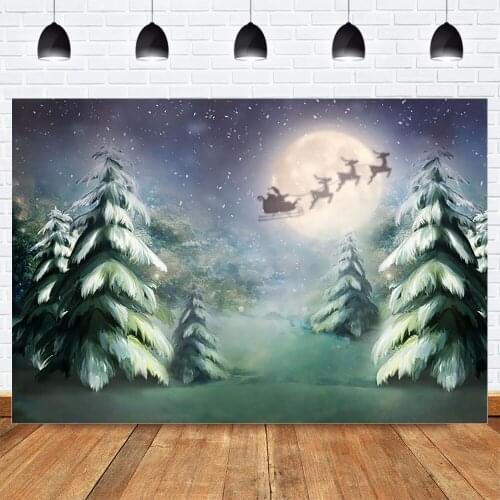 Christmas Backdrop for Photography Christmas Party Reindeer Night Sky Background Photocall Painting Winter Wonderland Backdrops