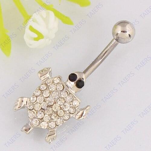 Retail belly button ring fashion lady body piercing jewelry Tortoise 14G 316L surgical steel bar Nickel-free TAIERS