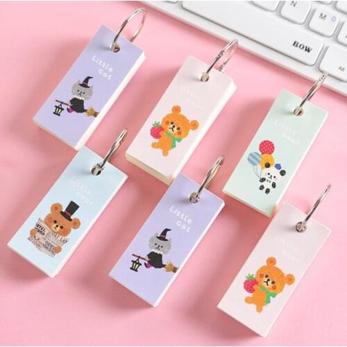 1pcs Cute Mini Cartoons Buckle Binder Blank Memo Pad Sticky Note Paper Scrap booking Sticker Pads Word card Creative Stationery