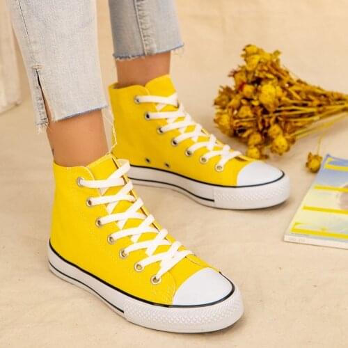 Tonar Kori Yellow Linen Boots Sport Women Shoes Lace-Up New Season Fashion