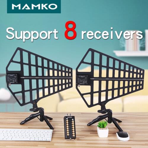MAMKO 8 channels Signal Amplifier Antenna Distribution system Antenna Amplifier for Recording Interview wireless microphone