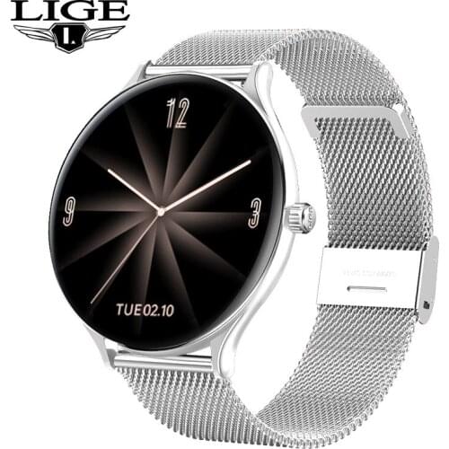 LIGE Ladies Smart Watch Women Fitness smartwatch Sports Health Tracker Waterproof Full circle touch screen reloj inteligente