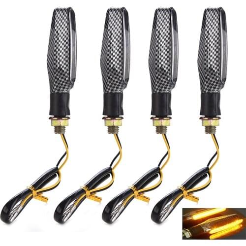 1x Universal Motorcycle Carbon 12 LED Turn Signal Lamps Indicator Amber Light