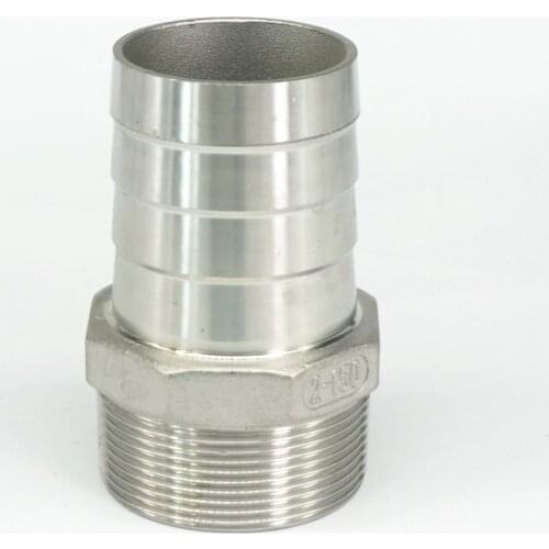 2" BSPT Male Fit Hose I/D 50mm Hose Barbed 304 Stainless Steel Pipe Fitting Hose tail Connector 230 PSI