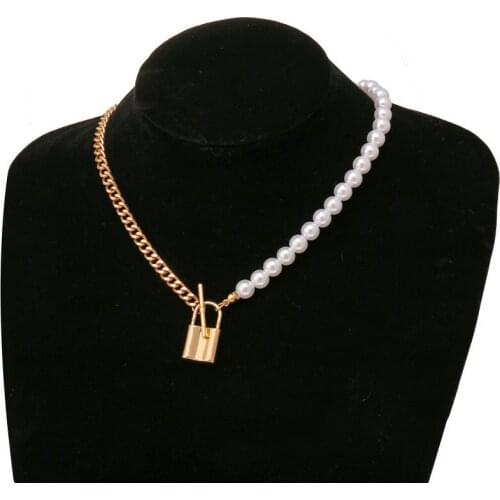 2020 New Pearl Choker Necklace For Women Geometric Heart Coin Lock Pendant Necklaces Wedding Jewelry collier chains