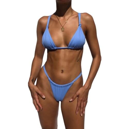 2021 Summer Womens Two-piece Bikini Set Sexy Bandage Push-up Triangle Swimwear Panty Swimsuit Bathing Biquini Swimwear