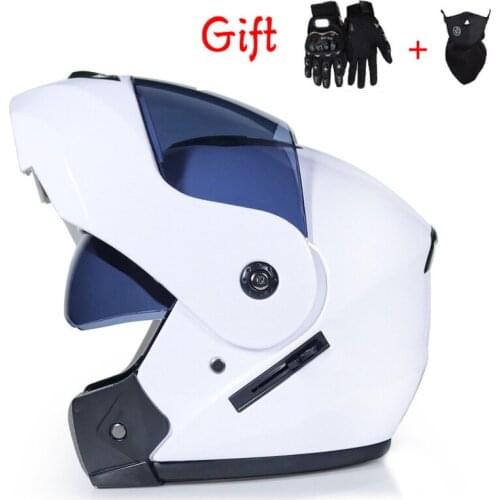 DOT Approved Safety Modular Flip Up Motorcycle Helmet Offroad Racing Dual Lens Helmet Interior Visor Capacete with Free 2 Gifts