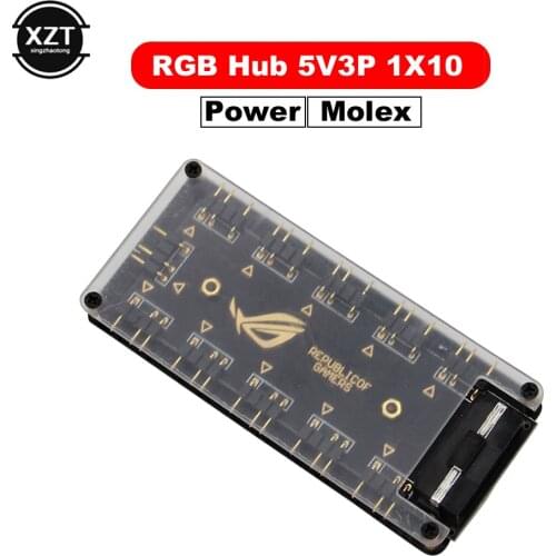 5V 3-pin RGB Controller 10 Hub Splitter SATA Power 3pin ARGB Adapter Extension Cable for GIGABYTE MSI ASRock RGB LED