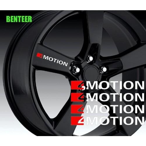 4pcs 4MOTION Car Rim Sticker For Volkswagen T-ROC TAYRON Teramont GOLFR Touran PASSAT Toureg PHIDEON Multivan Carave