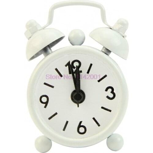 50 pieces Mini Round Alarm Clock Desktop Table Bedside Clocks Kids Adults Travel Clock Cartoon Alarm Clocks Dial Number Round