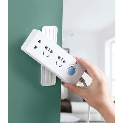 Seamless Storage Holder Sticker Wall Fixer Power Strip Holders Storage Sockets Wall Holders Shelf Stand Holder Plug Hook 20JAN13