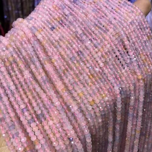 Natural stone Faceted Small Beads Natural Morganite Stone Loose Beads for jewelry making DIY necklace bracelet accessories 3x2mm