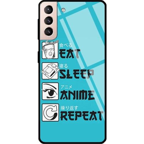 Anime Repeat Tempered Glass Case For Samsung Galaxy S21 Ultra Note 20 S8 S9 S10 Note 10 Plus S20 FE