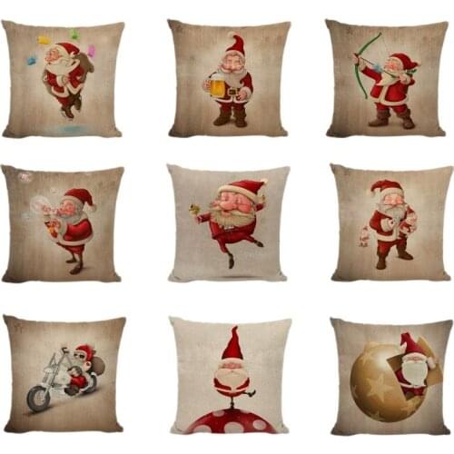 Cartoon Santa Claus Cushion Cover Bells Magic Snowflake Colorful Speech Bubbles Printed Home Decor Large Floor Throw Pillow Case