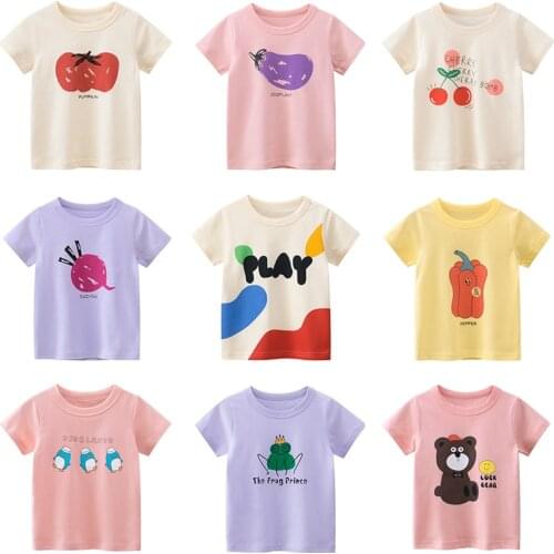 Children Summer Fashion Girls T-shirt Children Boys Short Sleeves Tees Baby Kids Cotton Tops Clothes Print Cartoon Toddler 2021