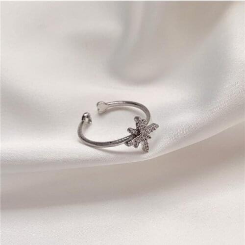 Korean style female jewelry geometric plain rice word stars Korean version of the bronze ring