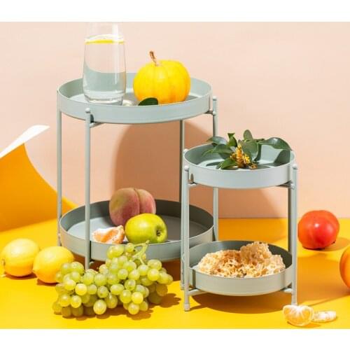 Round Two Tier Shelves for Home Food Fruit Coffee Plates Tableware Bathroom Storage Organizer Removable Storage Baskets Racks
