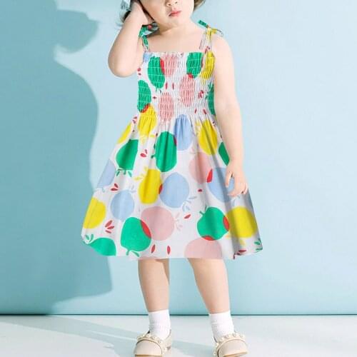 TELOTUNY Summer dress Toddler Baby Kids Girls Suspenders Lemon Print Summer Beach Dress Casual Children Princess Dresses