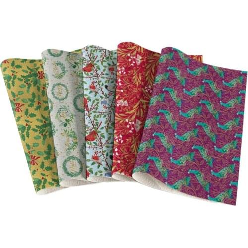 Synthetic Leather Sheet Christmas Artificial Fabric Printed Hair Bow Fabric DIY Bags Shoes Craft Accessories