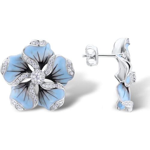 Fashion Women Stud Earrings Creative Zircon Flowers and Leaves Earrings Jewelry for Female Gift Aretes De Mujer Modernos 40M351