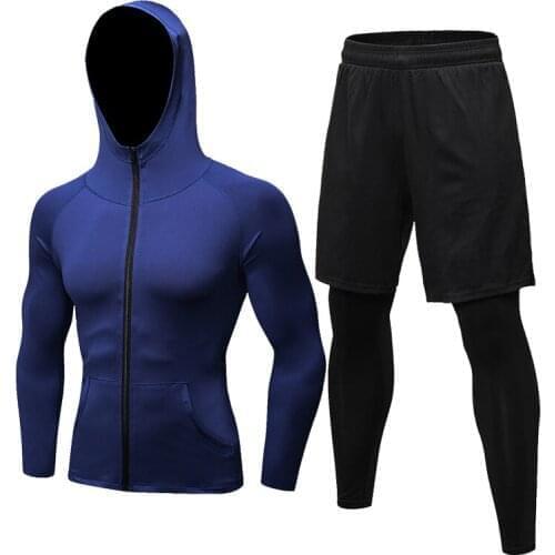 Autumn Winter 2 Pieces Set For Men Thermal Gym Fitness Tracksuits Sports Suit Workout Sportwear Mens Clothing