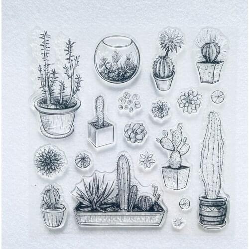 Cactus flower leaf Transparent Clear Silicone Stamp Seal for DIY scrapbooking/photo album Decorative clear stamp decoration