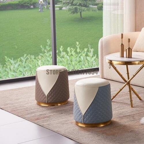 Light Luxury Leather Stool Soft Sitting Home Living Room Sofa Stool Sitting Pier Shoe Changing Stool Dressing Stool