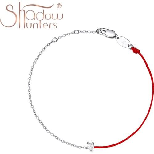 SHADOWHUNTERS Trendy 925 Sterling Silver Classic Women Jewelry Thin Bracelet Pear Shape Crystal Redline String Gold Color Chain