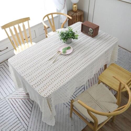 Pastoral Crochet Lace Tablecloth Rectangular Tablecloths Towel Hollow Table Cloth TV Cabinet Cover Cloth For Home Decoration