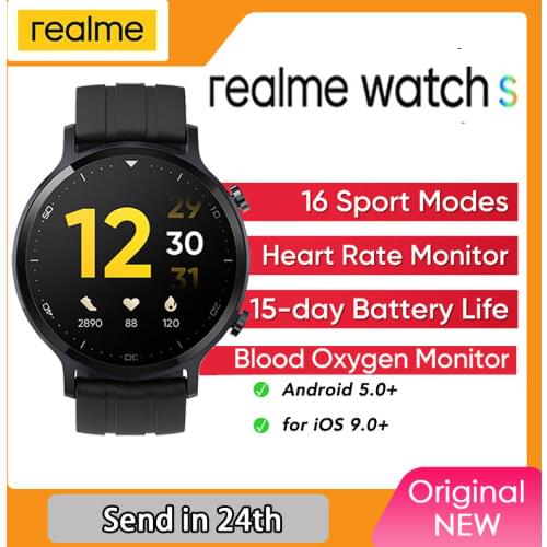 Realme Watch S Global Version Smartwatch Waterproof 15 Day Battery Blood Oxygen Monitor Watch Music Control For ios Android